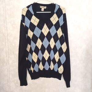 Travel Smith mens Argyle Sweater, size XL, pre loved condition